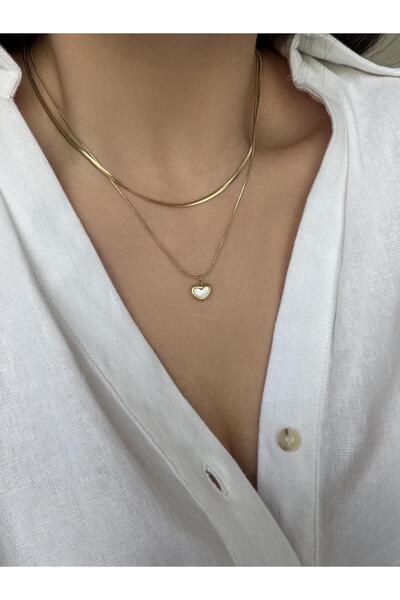 Venus Design Çelik 2li Kalp Kolye