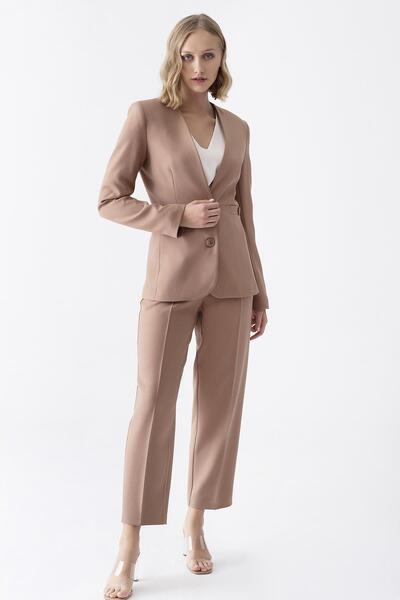 EXPLOSION Yakasız Önden Düğmeli Şık Ceket