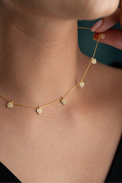 ESSARE 925 Ayar Gümüş Gold Kaplama Kalp Model Şans Kolye