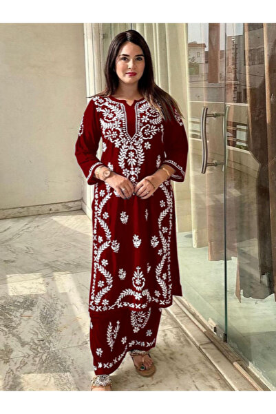 MYSMAR Maroon Rayon Kameez Salwar - HRT2316 | Maroon