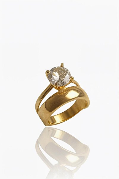 Hakan Güler Kuyumculuk Altın Tektaş Model Alyanslı Yüzük