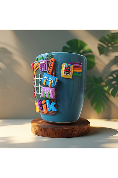 MAKARON SANAT KİŞİYE ÖZEL EL YAPIMI,MATEMATİK ÖĞRETMENİ HEDİYESİ, 3D KABARTMA ÖĞRETMEN KUPA BARDAK