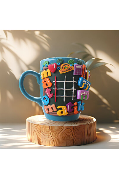 MAKARON SANAT KİŞİYE ÖZEL EL YAPIMI,MATEMATİK ÖĞRETMENİ HEDİYESİ, 3D KABARTMA ÖĞRETMEN KUPA BARDAK