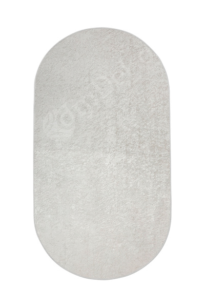 Dijidekor Блискучий овальний килим без ворсу, світло-кремовий, можна чистити, килимок 80x120