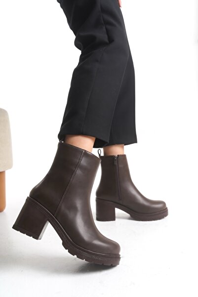 kajal ayakkabı Nvl 7510 Zippered Thick Heeled Boots