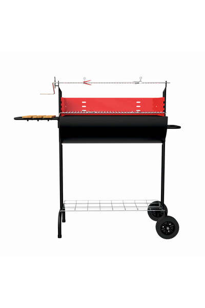 KlugMeister Grătar pe cărbune KY 1817 ZL, material oțel, cu rotisor și roți mobile, suprafață de gătit