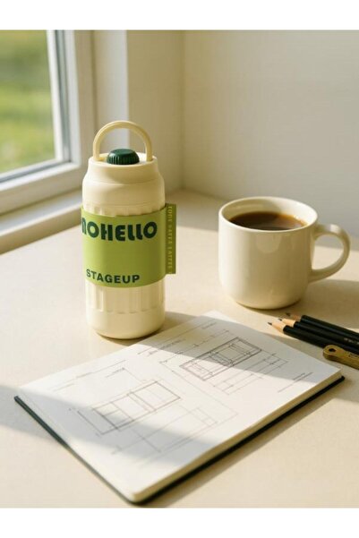 Shotay Fashion Steel Thermos Flask 460 ml Beige White - Sht-St-8097