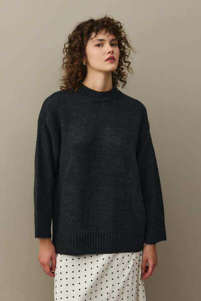 Fahhar Oversize Knitted Sweater Anthracite