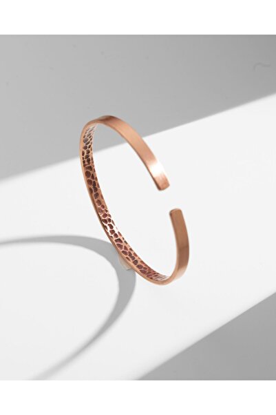 Sırlı Sepet İçi Dövme Desenli Dışı Ayetel Kürsi Yazılı İnce Bakır Bilezik