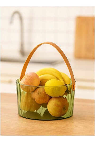 SUPPLIER Clear Green Acrylic Fruit & Storage Basket with Handle | Multi-Purpose Organizer