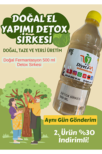 Diyet AVM Doğal Fermantasyon DETOX Sirkesi 500 ml Sağlıklı Pet Şişe