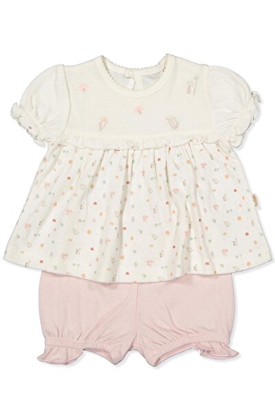 Bebetto Organic Single Layer Double Pajama Set Without Socks 2-Piece (Organic My Mushroom) Dried Rose