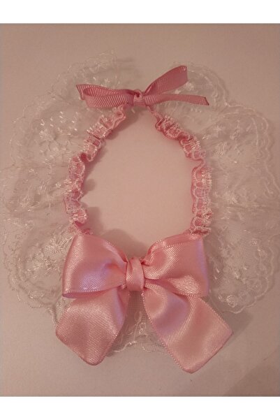 Canbutik طوق يدوي الصنع للقطط والكلاب الصغيرة مع شريط وردي