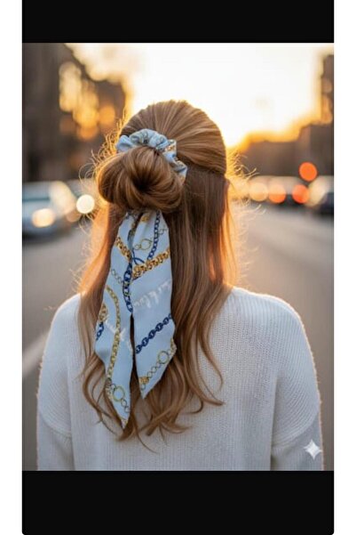 MDGS COLLECTİON Patterned Blue Fabric Buckle