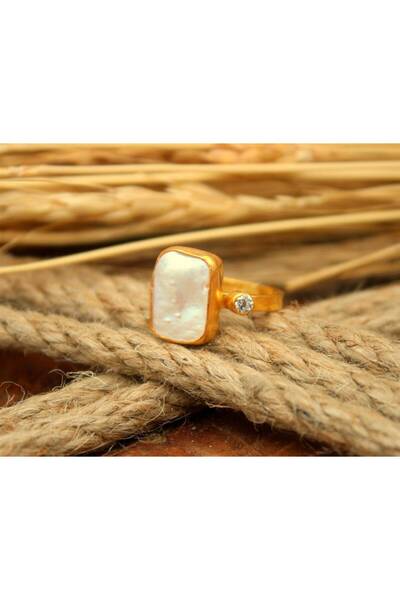 alpsilverart 925 Ayar Gümüş Doğal Barok İnci Taşlı Yüzük | Kadınlara Özel Ota...