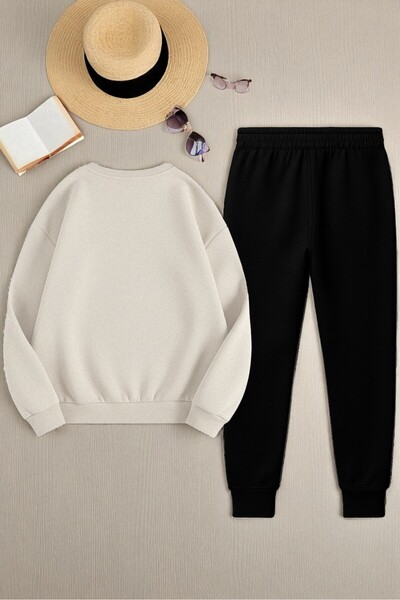 uyguntarz Unisex Los Angeles Baskılı Oversize Bisiklet Yaka Sweatshirt 2'li Eşofman Takımı