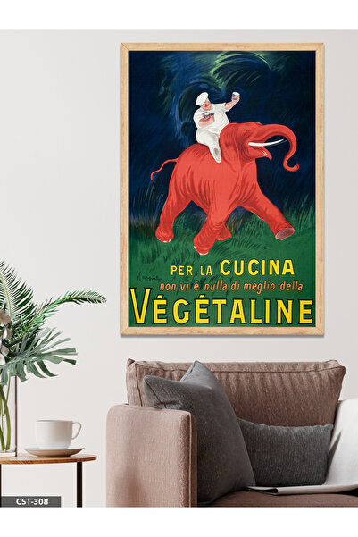 CeSht Vegetaline Čovek na slonu Jednodijelna slika u drvenom okviru
