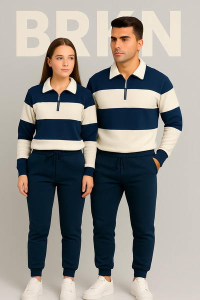 BRLKN UNISZEX FÉLcipzáras tréningruha szett 3 szál pamut ÚJ SZEZON