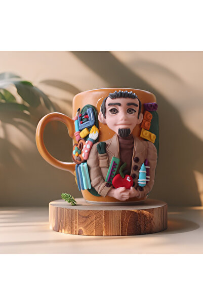 MAKARON SANAT KİŞİYE ÖZEL ÖĞRETMEN HEDİYESİ, 3D KABARTMALI EL YAPIMI ERKEK ÖĞ...
