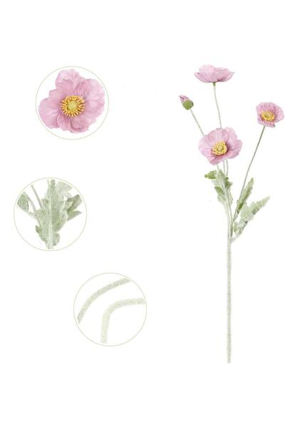 Nettenevime Yapay Çiçek Gelincik Çiçeği Gülkurusu Renk 3 Çiçek 1 Tomurcuk 59Cm