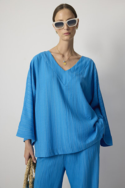 Touché Privé طقم بنطلون تونيك من الفسكوز بياقة على شكل V