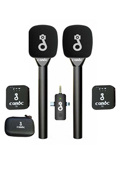 candc Interview 3-in-1 Wireless Microphone System – Dual Lavalier Mic Set with 2 Transmitters & 1
