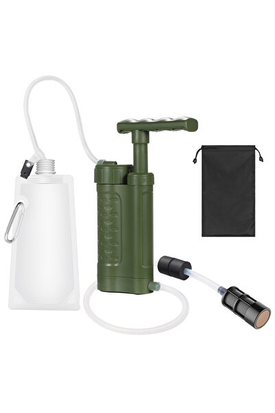 Choice مضخة تنقية مياه باللون الأخضر العسكري مع فلتر مياه 0.01 ميكرون محمول ل...