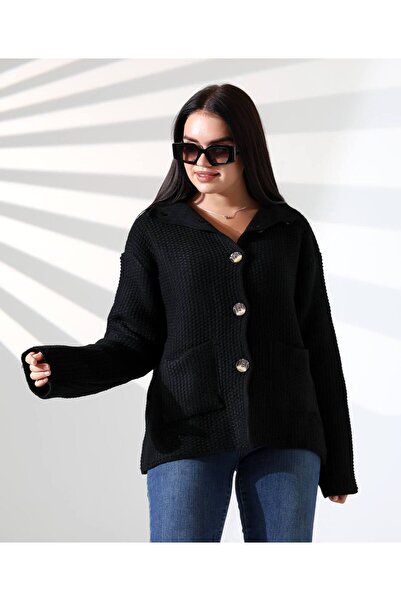 GİYSİ DÜNYASI 57 Triko Kumaş Petek Örgü Detayli Hirka