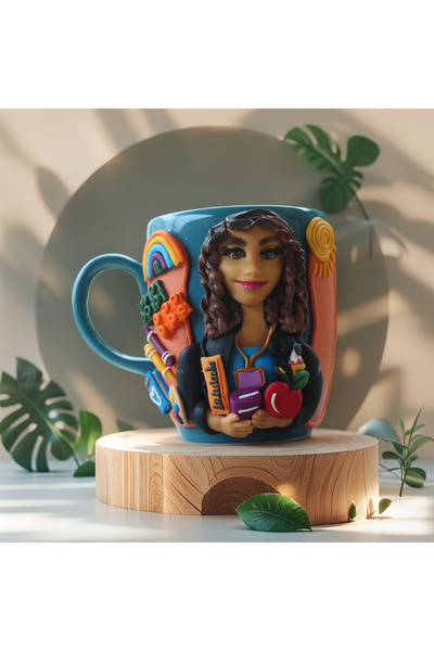 MAKARON SANAT KİŞİYE ÖZEL ÖĞRETMEN HEDİYESİ, 3D KABARTMALI EL YAPIMI KADIN ÖĞ...