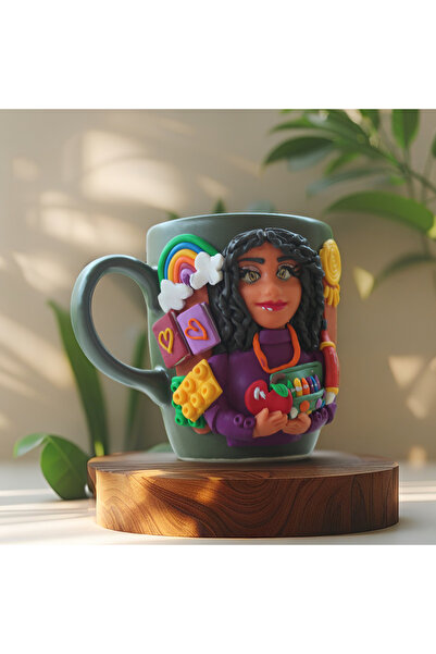 MAKARON SANAT KİŞİYE ÖZEL ÖĞRETMEN HEDİYESİ, 3D KABARTMALI EL YAPIMI KADIN ÖĞ...