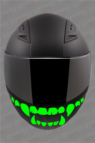 Ydm Reklam VAMPİR DİŞ KASK ÖNÜ KAPLAMA STİCKER ETİKETİ FOLYO KESİM - MOTORSİK...