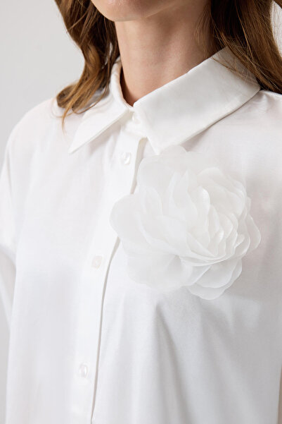 Touché Privé Organza Flower Brooch Shirt