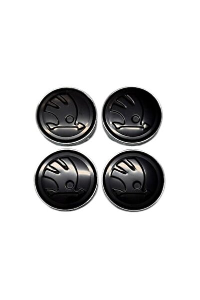 MAF Set 4 capace roți 60mm Skoda negre compatibile/înlocuitoare jantă aliaj