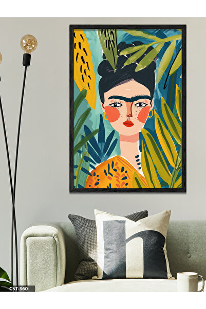 CeSht Portret Frida Kalo, jednodijelna crna slika u drvenom okviru