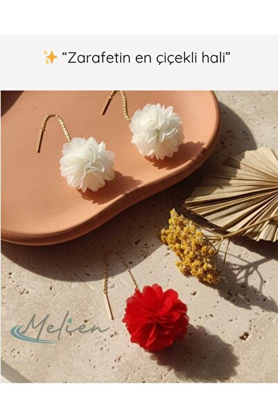 Melien New Steel Chain Exquisite Lace Fabric Flower Earrings Gold-Silver Long Dangle Daily Evening Jewelry