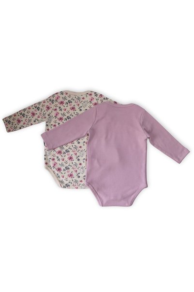 N@zence 2-Piece Long Sleeve Baby Bodysuit Set – Lilac - Floral Pattern