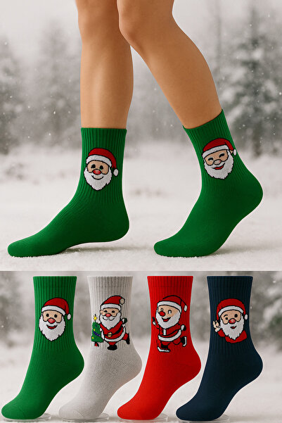 WORTHY SOCKS Памучни коледни спортни тенис чорапи за колеж, 4-пакет