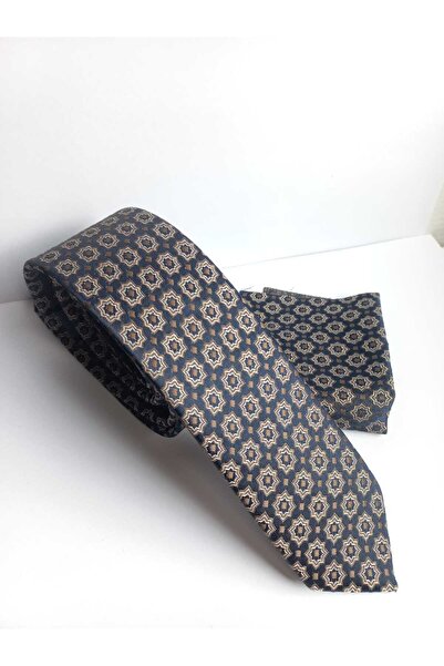 Kravatistan مجموعة مناديل رفيعة ذات نمط أزرق داكن