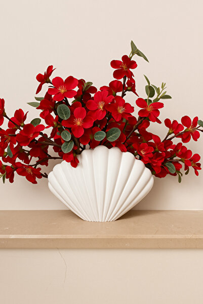 NERFORM 3D Baskı Deniz Kabuğu Formunda Dekoratif Beyaz Vazo