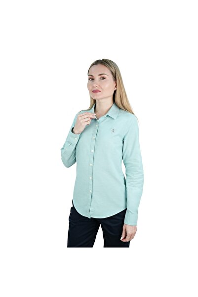 Giordano Women's Cotton Oxford Slim fit Shirt with Lion Embroidery