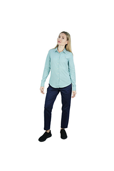 Giordano Women's Cotton Oxford Slim fit Shirt with Lion Embroidery