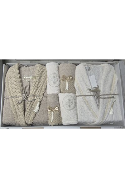 HYEM BORNOZ SETİ 6LI ÇEYİZLİK SETİ %100 PAMUK YUMUŞAK DOKULU
