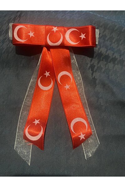 BlueBlossom 29 octombrie – Agrafă specială pentru păr roșu cu stele și lună – Model cu fundă cu steag turcesc