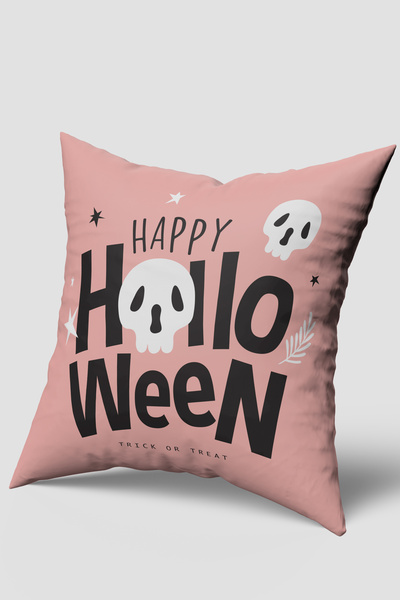 EsnafAli Husă pentru pernă cu tematică de Halloween roz Happy Halloween