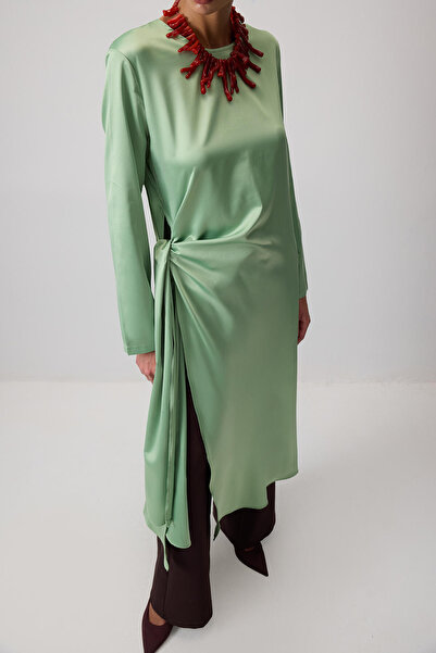 Touché Privé Long Satin Tunic with Binding Details
