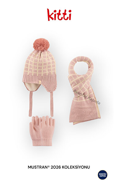 Mustran Kitti 4–8 Years Old Girls Boys Children's Beret Scarf Gloves 3-Piece Winter Set |   Polar Fleece Lined Knitwear |   New Season 2026
