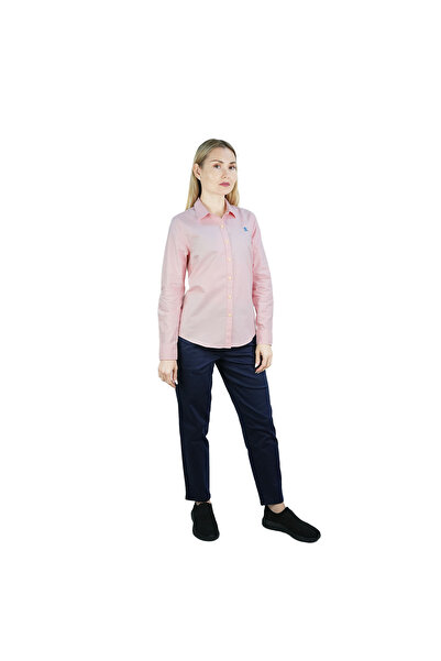 Giordano Women’s Slim Fit Cotton Oxford Shirt | Acute Collar with Embroidery
