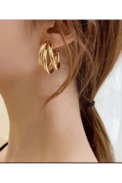 Genel Markalar Şık Minimalist Çok Katmanlı Halka Küpeler