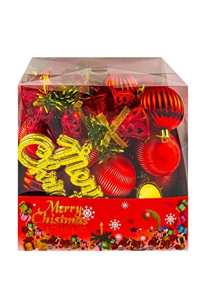 OEM Στολίδια Χριστουγεννιάτικου Δέντρου, Κόκκινα, 46 τεμάχια/σετ
