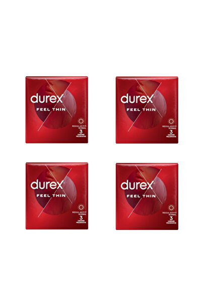 Durex Feel Thin, Set of 12 Condoms, Regular Fit Normal